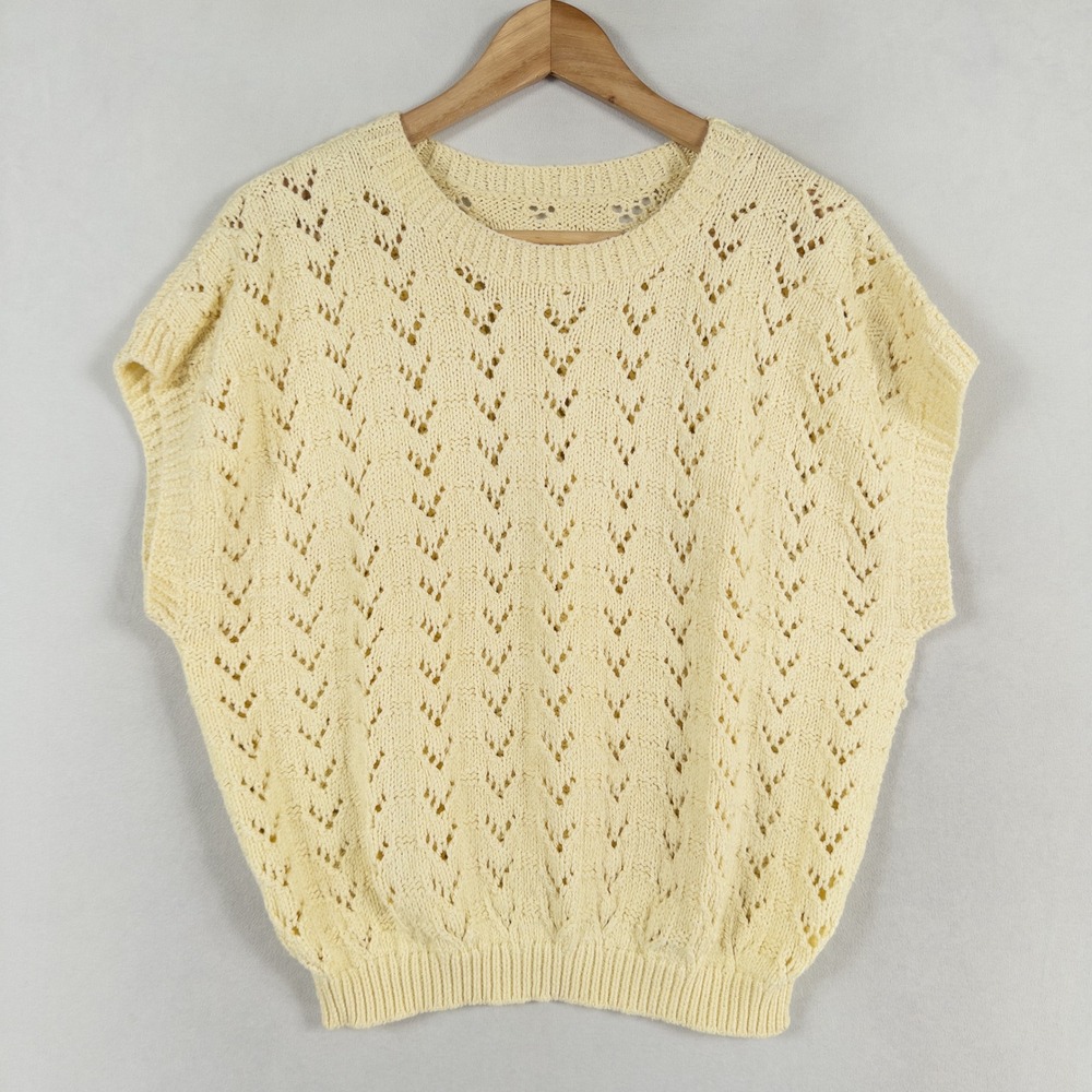 Pullover Sweater One Size Cream Lace Knit Cottage Coastal Folk Soft Girl